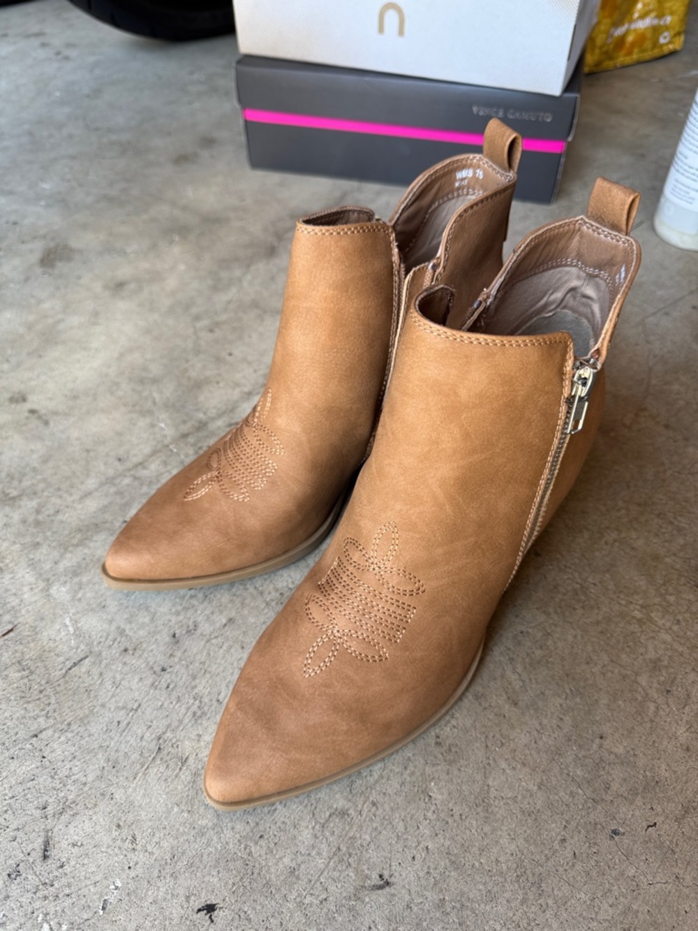 Dolce Vita Tan Pointed Toe Ankle Boots